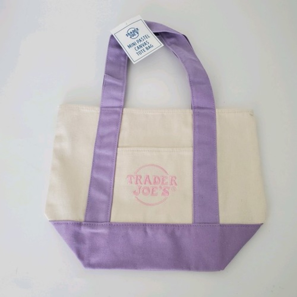 Trader Joe’s Mini Canvas Tote Bag Pastel Purple 2026